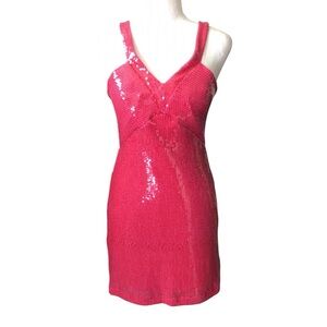 Morgan & Co. Vibrant Sequins Hot Pink Dress NWT size